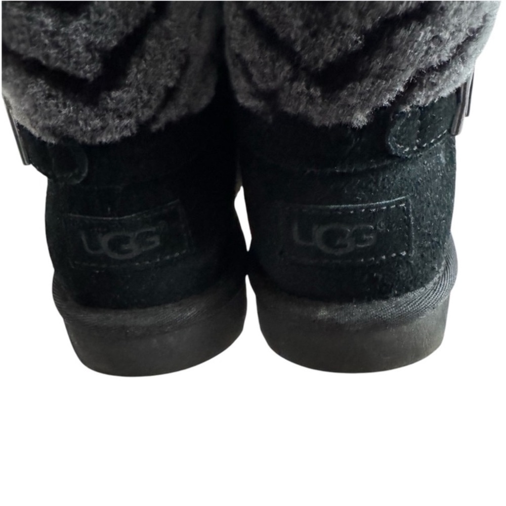 Size 7 In Box Authentic Ugg Black Suede Fur-Lined Boots - Picture 3 of 7